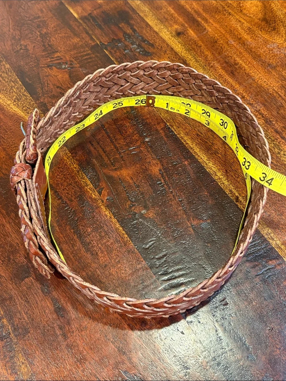 Vintage Ralph Lauren 80s Braided Brown Wide Leather Belt Made in England size 26